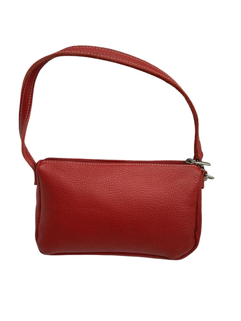 Peruzzi Red Pebbled Leather Shoulder Bag Made in Italy Y2K Baguette